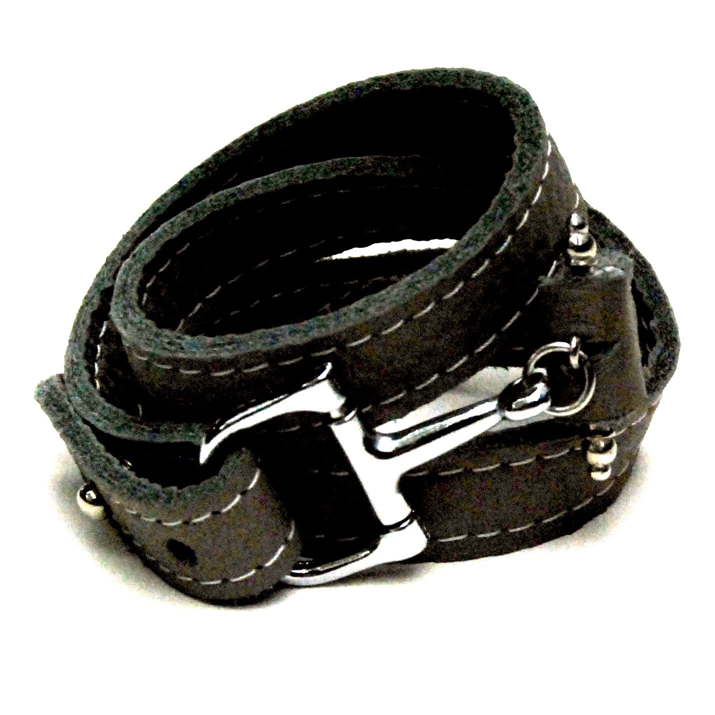 PERCHERON LEATHER WRAP in back | Equestrian leather bracelet | Leather wrap | Horse Bit Leather Cuff - AtelierCG™