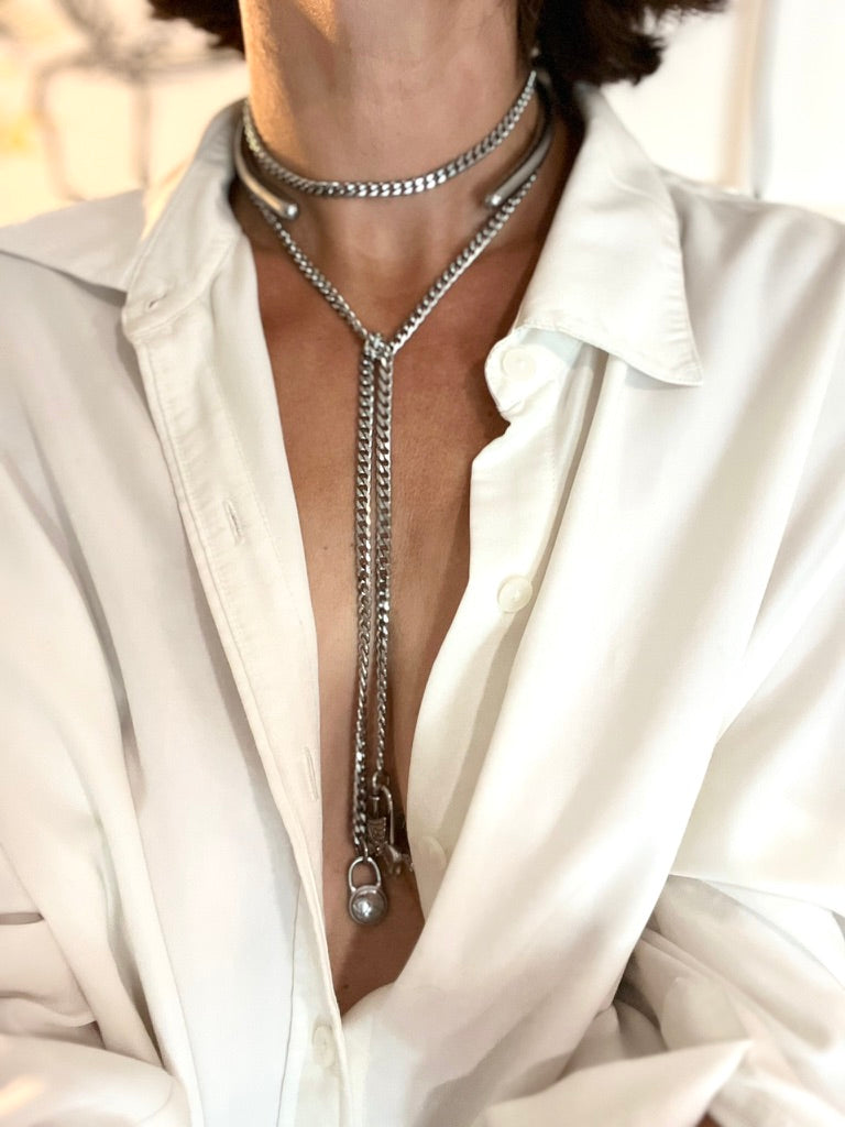WA LARIAT NECKLACE | silver
