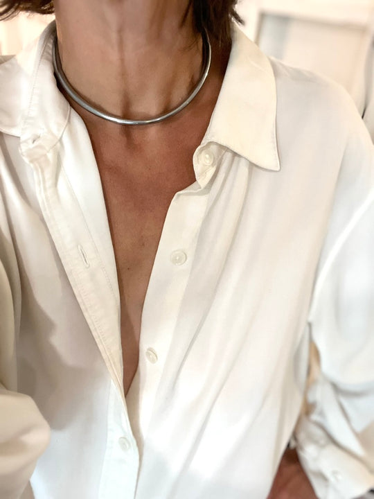 ARMANI CUFF CHOKER NECKLACE |silver