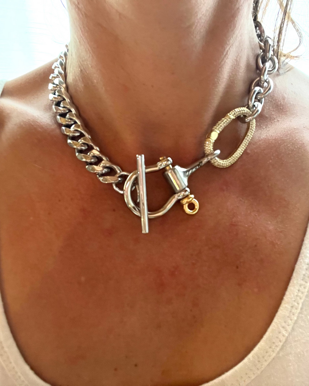 ARIES NECKLACE - silver with gold clasp