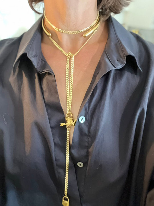 WA LARIAT NECKLACE | gold