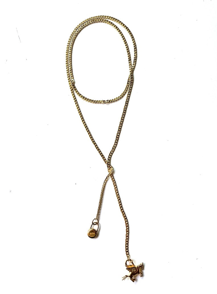 WA LARIAT NECKLACE | gold