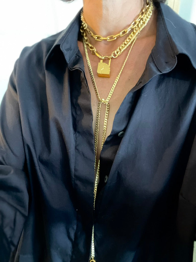 WA LARIAT NECKLACE | gold