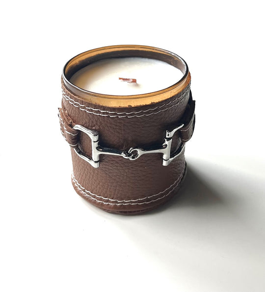 LEATHER SLEEVE SOY CANDLE | hoofbeat