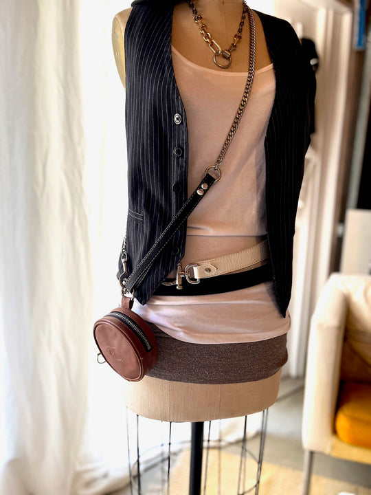 BLAISE ZIP POUCH - brown - Treat pouch, party pouch - belt bag - mini shoulder bag - coin pouch - AtelierCG™