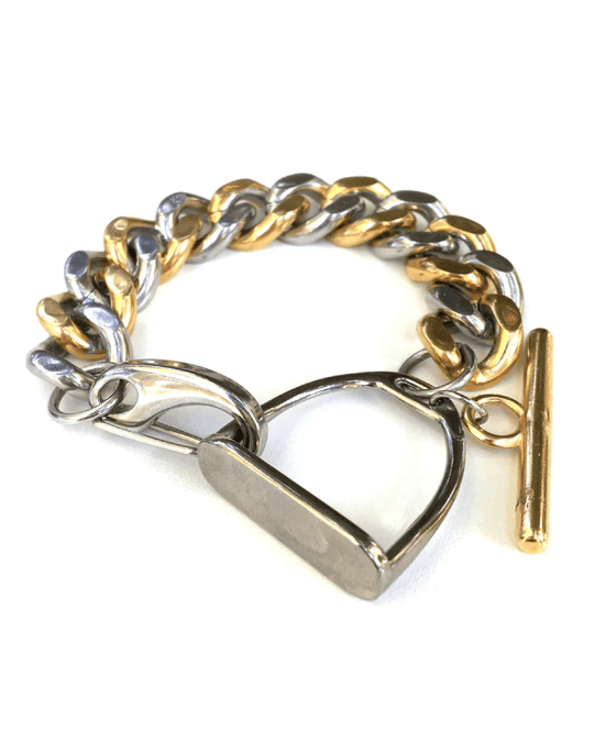 STIRRUP CURB CHAIN BRACELET | mixed metal