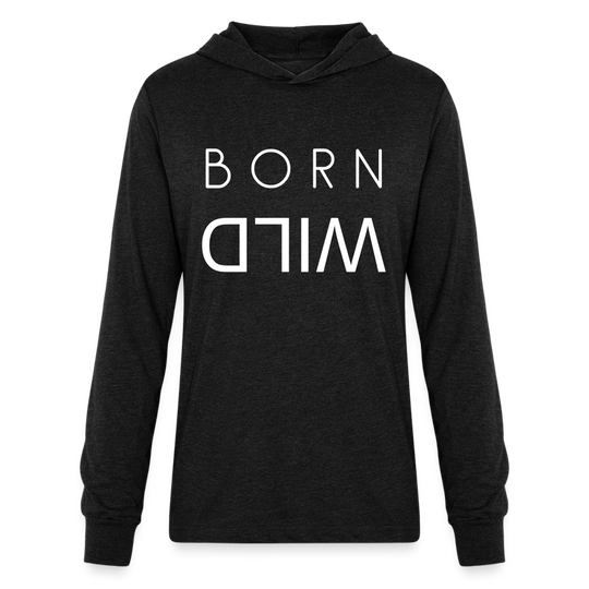 BORN WILD | Light Weight Hoodie | Long Sleeve - heather black
