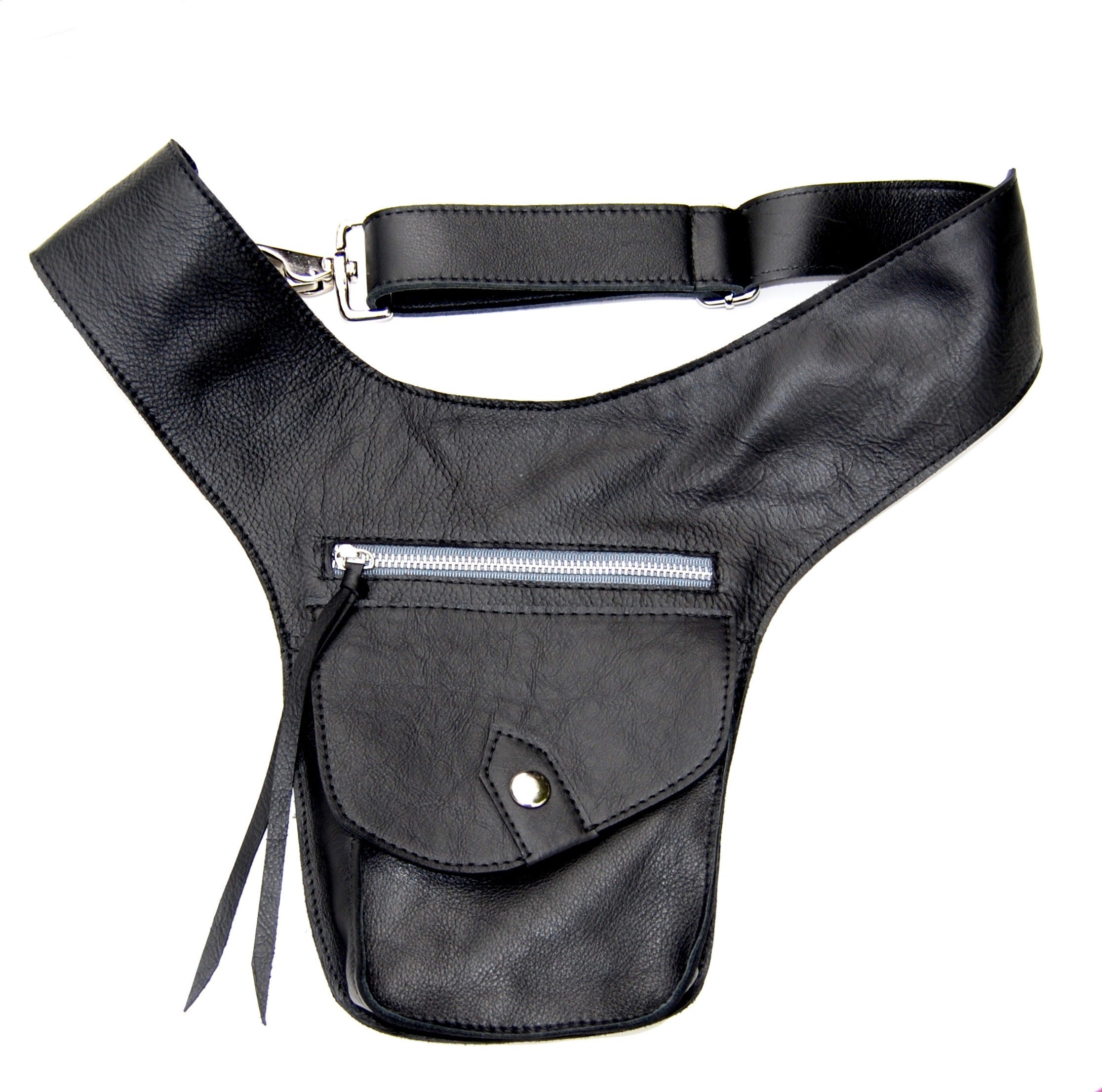 RIDE HOLSTER in black | Equestrian Leather Bag | Holster Bag For Phone and Wallet | Waist Bag - AtelierCG™