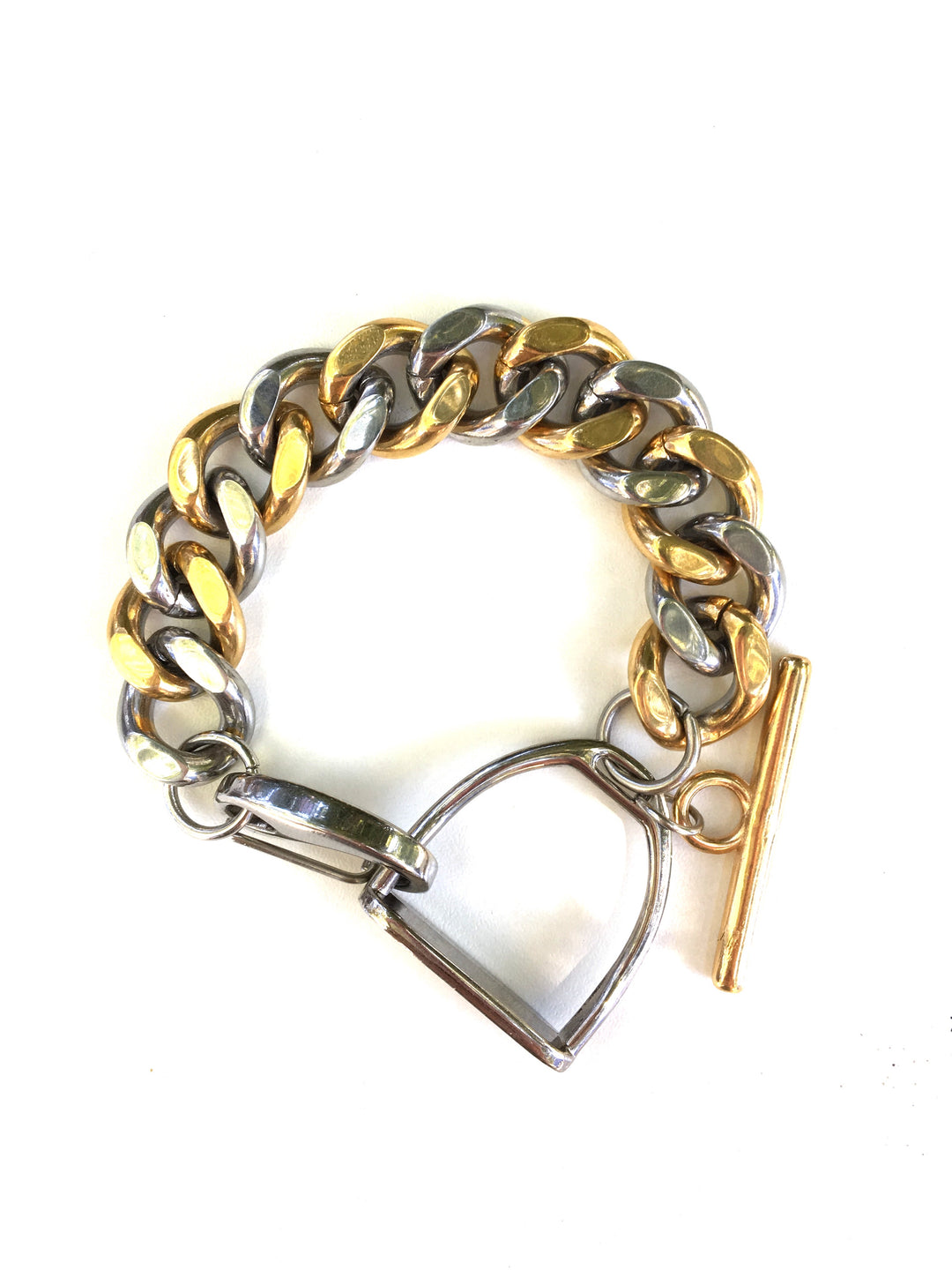 MIXED METAL STIRRUP CURB CHAIN BRACELET | Equestrian Jewelry | Equestrian Bracelet  - AtelierCG™