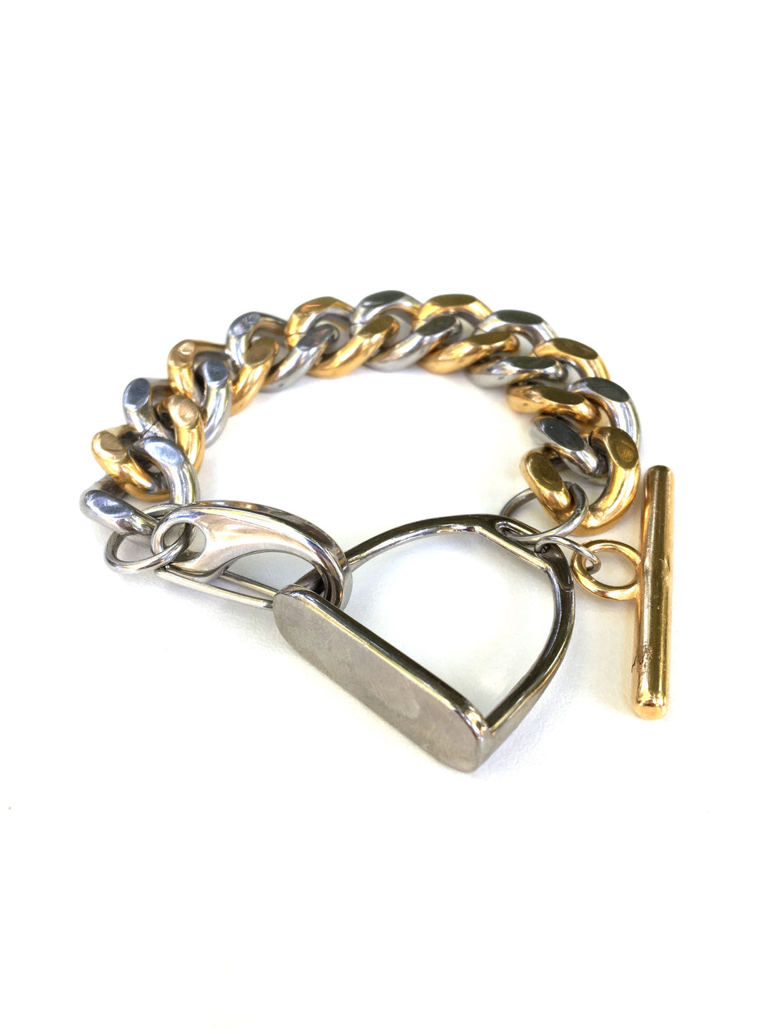 MIXED METAL STIRRUP CURB CHAIN BRACELET | Equestrian Jewelry | Equestrian Bracelet  - AtelierCG™