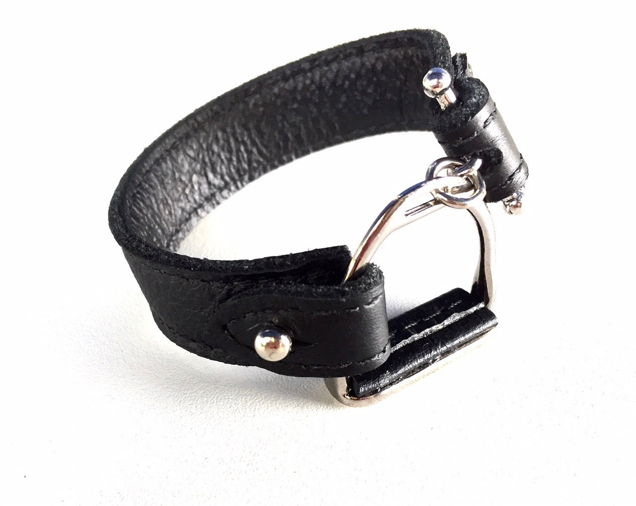 APOLLO  | BLACK | Equestrian leather bracelet | Leather Wrap | Stirrup Leather Cuff - AtelierCG™