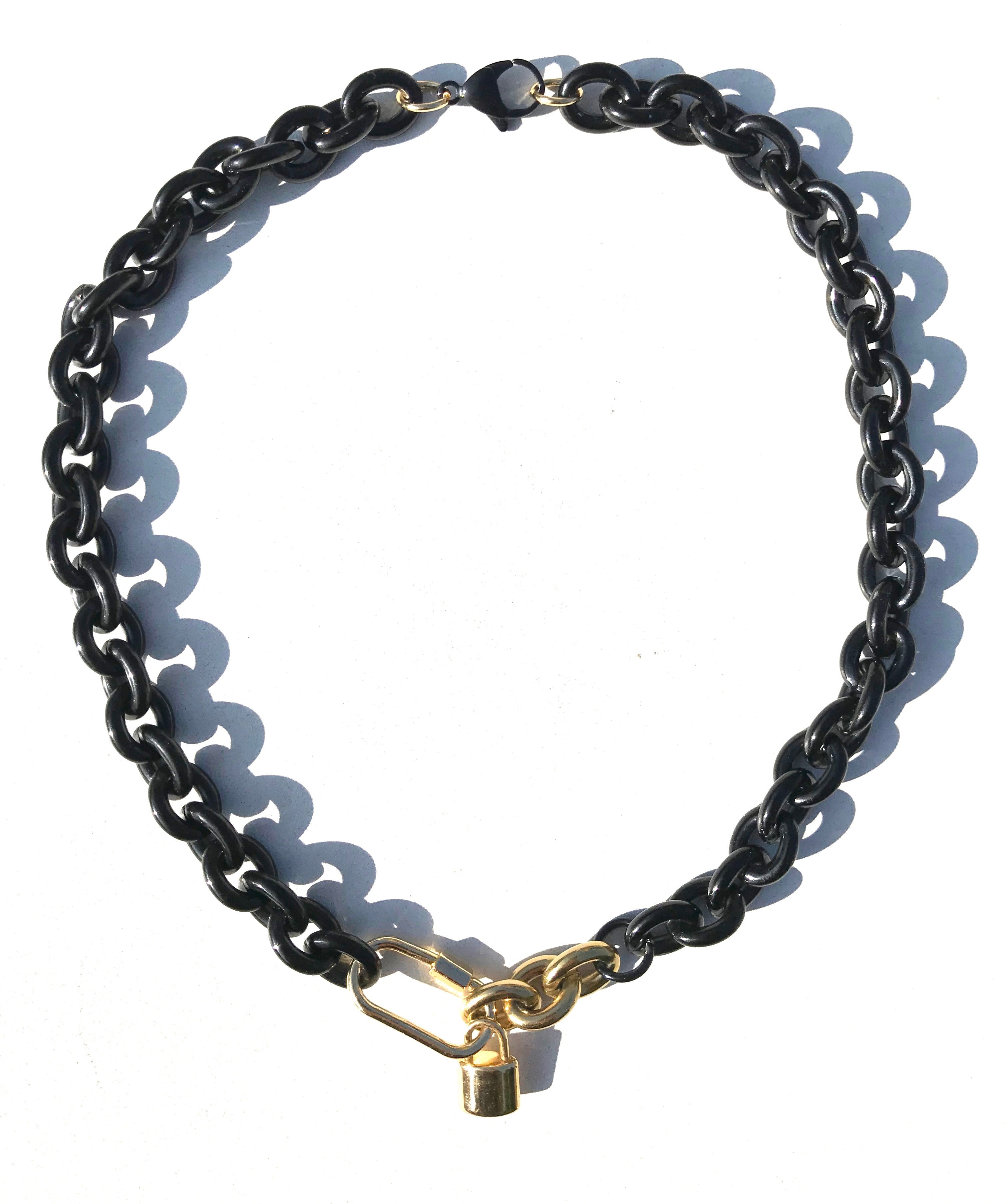 ARGO PADLOCK NECKLACE Black | Equestrian Jewelry | Equestrian Gift - AtelierCG™