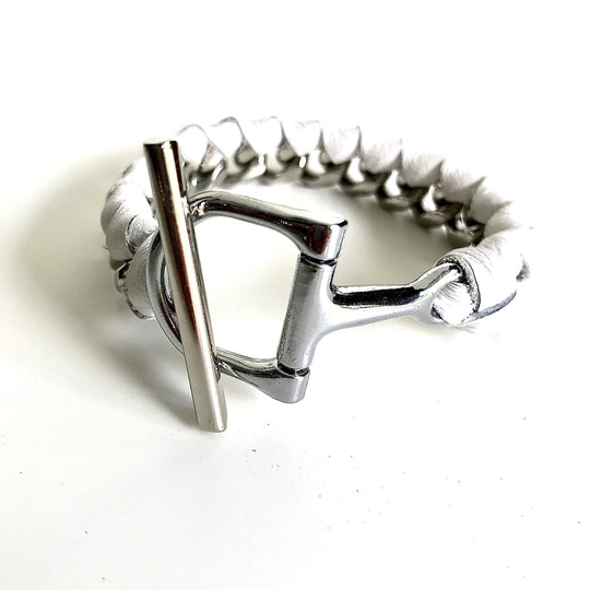 BANDIT STUD CHAIN BRACELET | WHITE - AtelierCG™ 