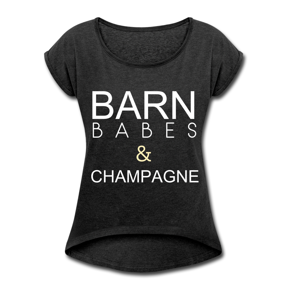 BARN BABES & CHAMPAGNE TEE - heather black
