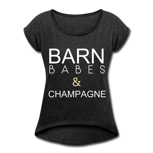 BARN BABES & CHAMPAGNE TEE - heather black